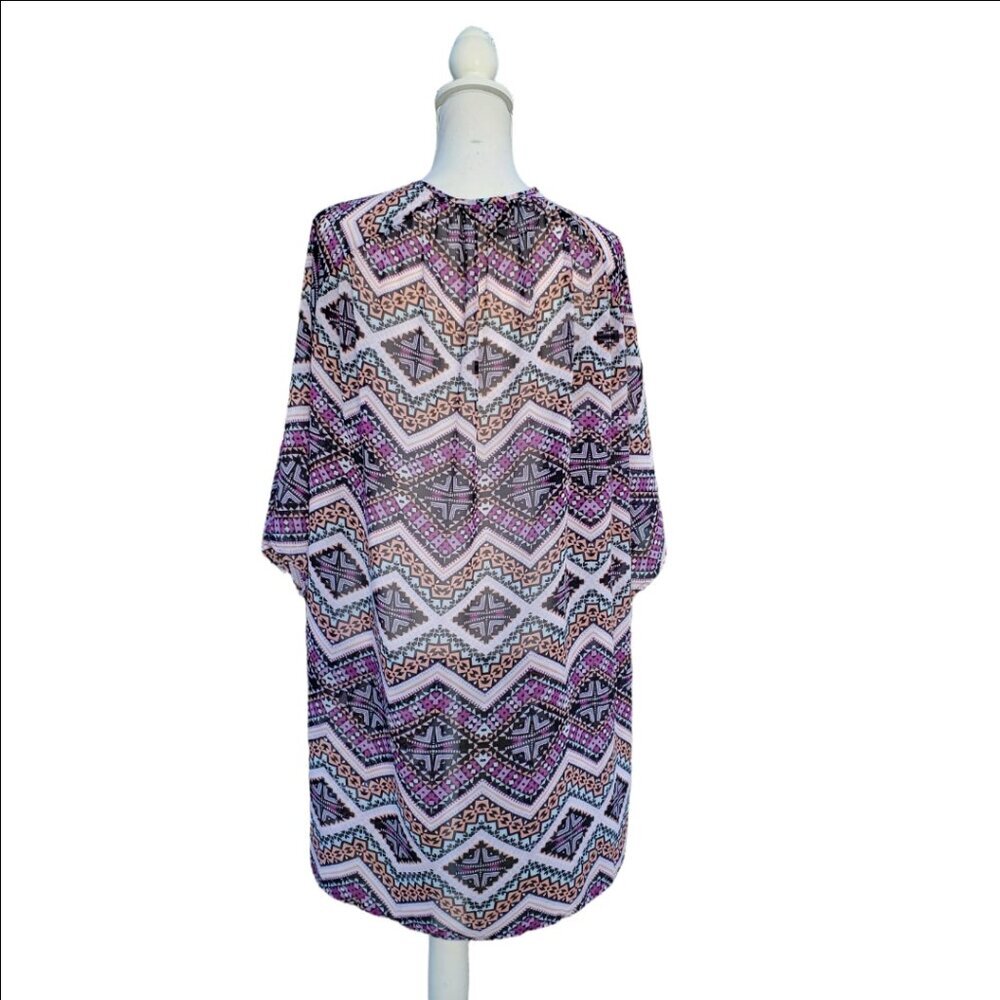 Express Boho Geometric Kimono One Size Open Front Lightweight Cardigan - Picture 5 of 8